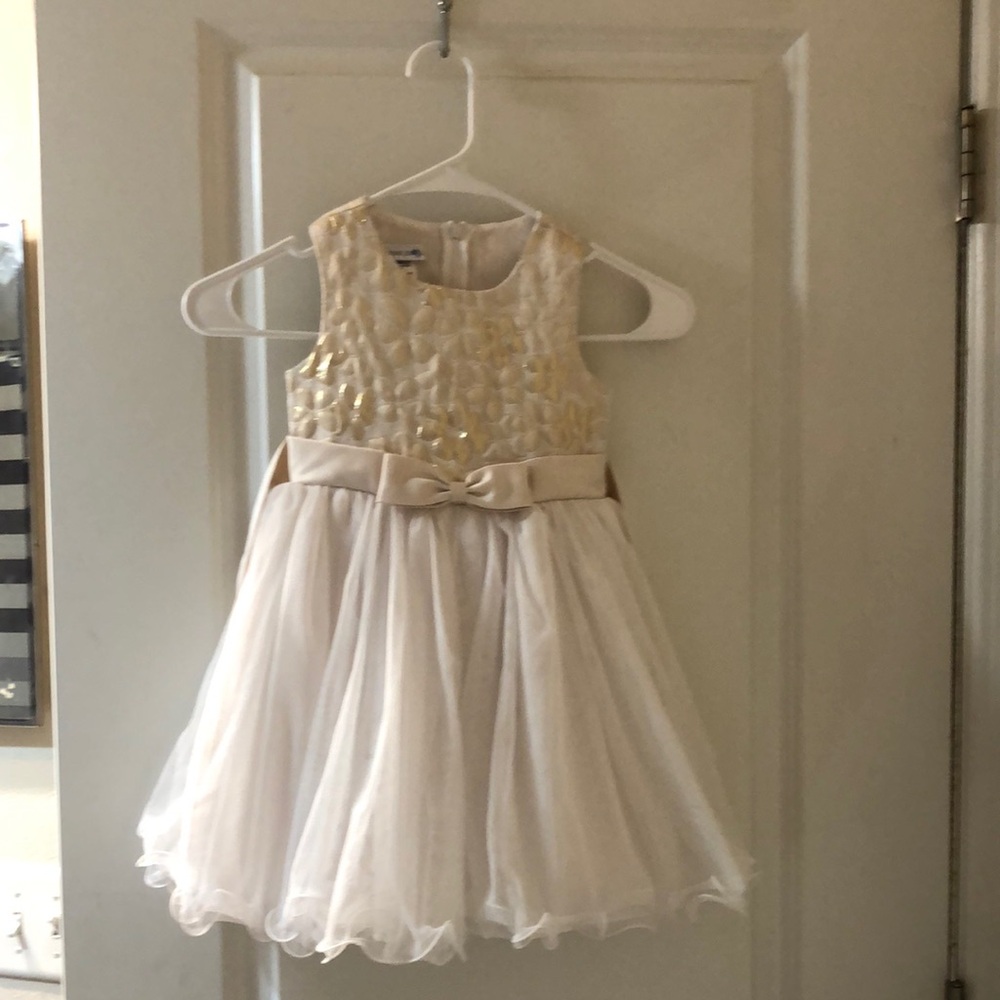 Elegant Cream and Gold Kids Dress